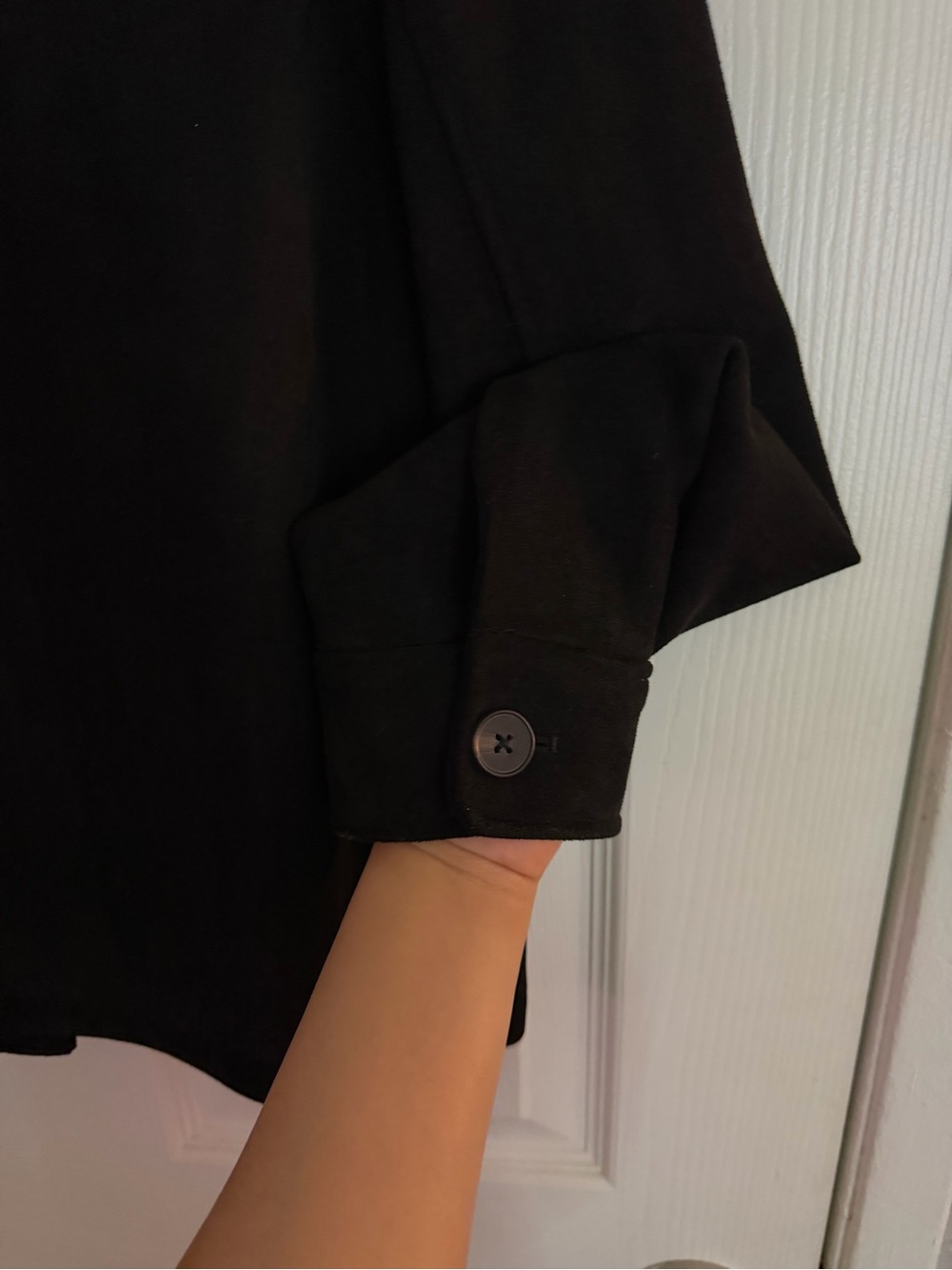 ZARA Black Button-Up Jean Jacket with Flap Pockets - Picture 3 of 5